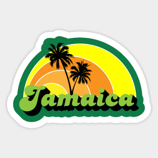 Jamaica Sunset and Palm Trees Retro Souvenir Design Sticker